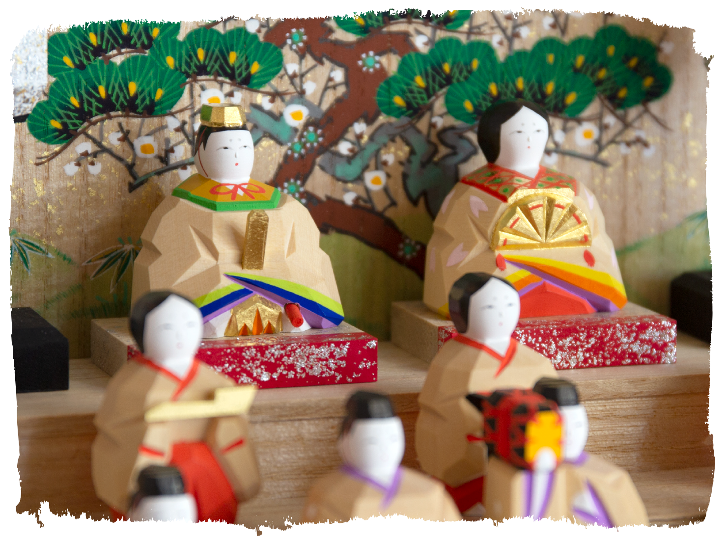 奈良一刀彫り 雛人形 川口神泉 立雛 雛祭り ひな祭り 共箱付き 伝統