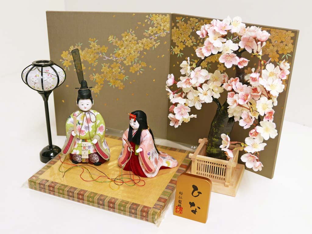 パステルカラーの木目込み人形金彩桜雛人形立ち雛飾りの通販～選ばれる