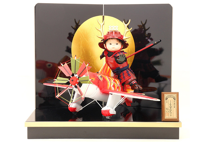 五月人形子供大将平台飾り【P99009】 鯉に乗ったわんぱく顔の可愛い