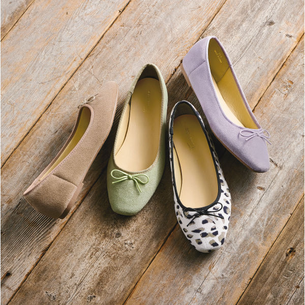 ふわりっと レディースリボンバレエシューズ【22.0～26.0cm】ソール1.0