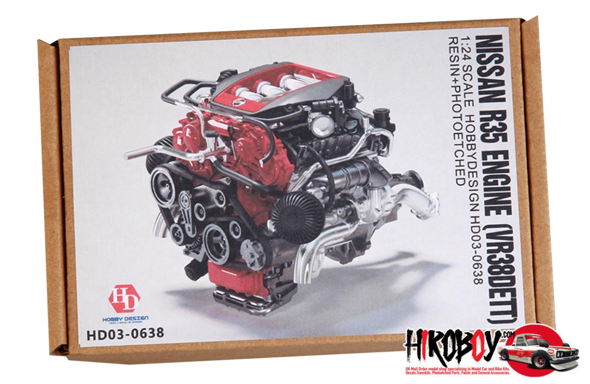 1:24 Nissan R35 GT-R Engine Full Detail Kit (VR38DETT) (Resin+PE+