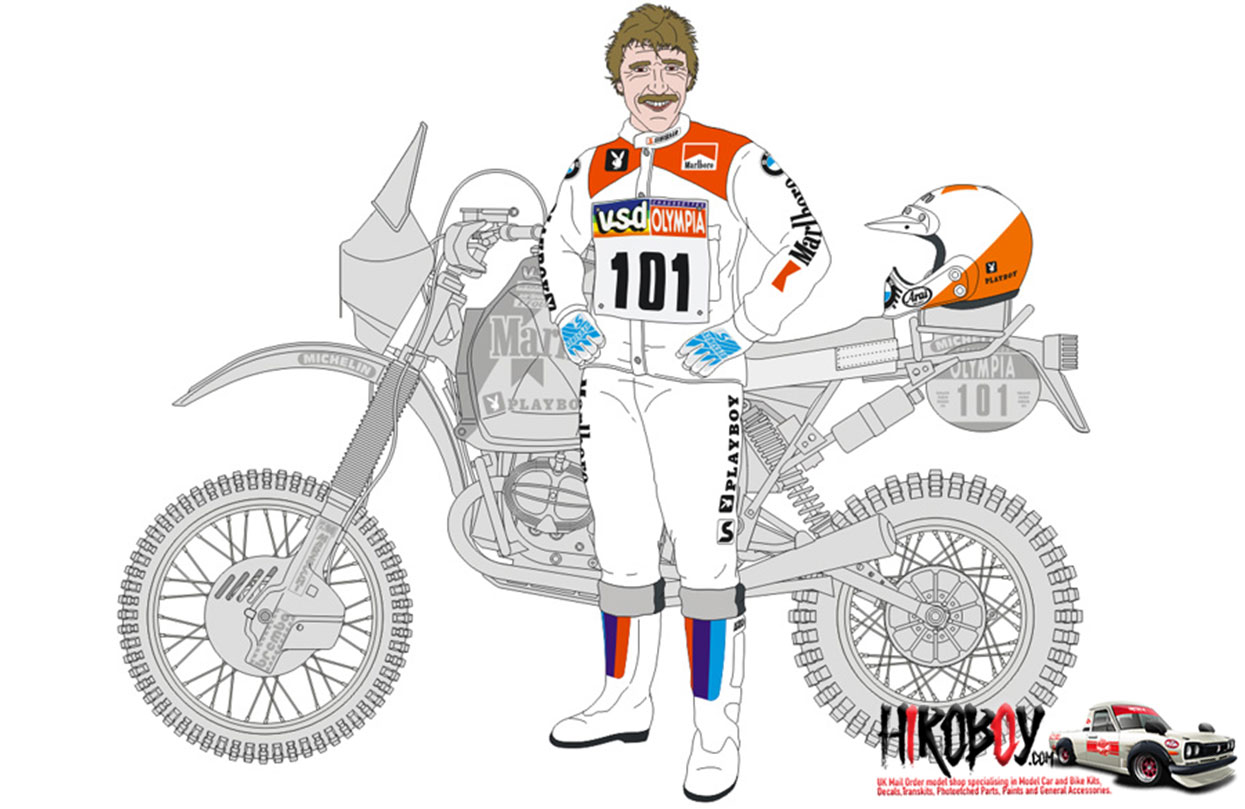 1:12 BMW R80 G/S Paris-Dakar 1985 / Pilot Decals For Tamiya 14056