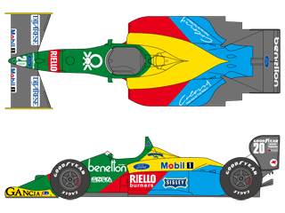 1:20 Benetton Ford B188 Decals (Tamiya) | SHK-D221 | Shunko Models