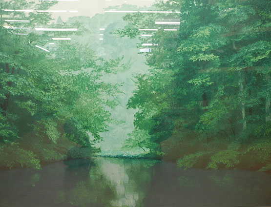 11004] 濱田昇児 リトグラフ 緑映 オリジナルリトグラフ 日経