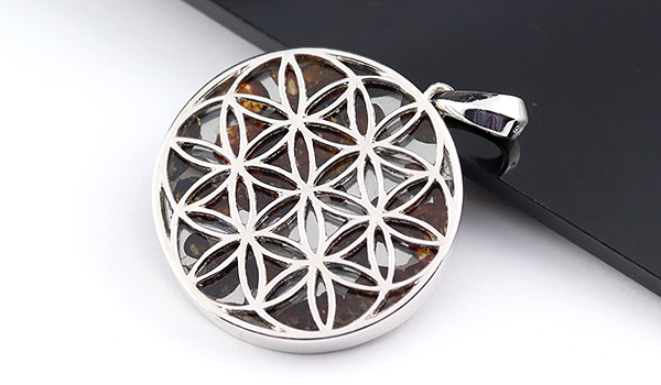 隕石特集】パラサイト・セリコ隕石ペンダント【フラワーオブライフ】約