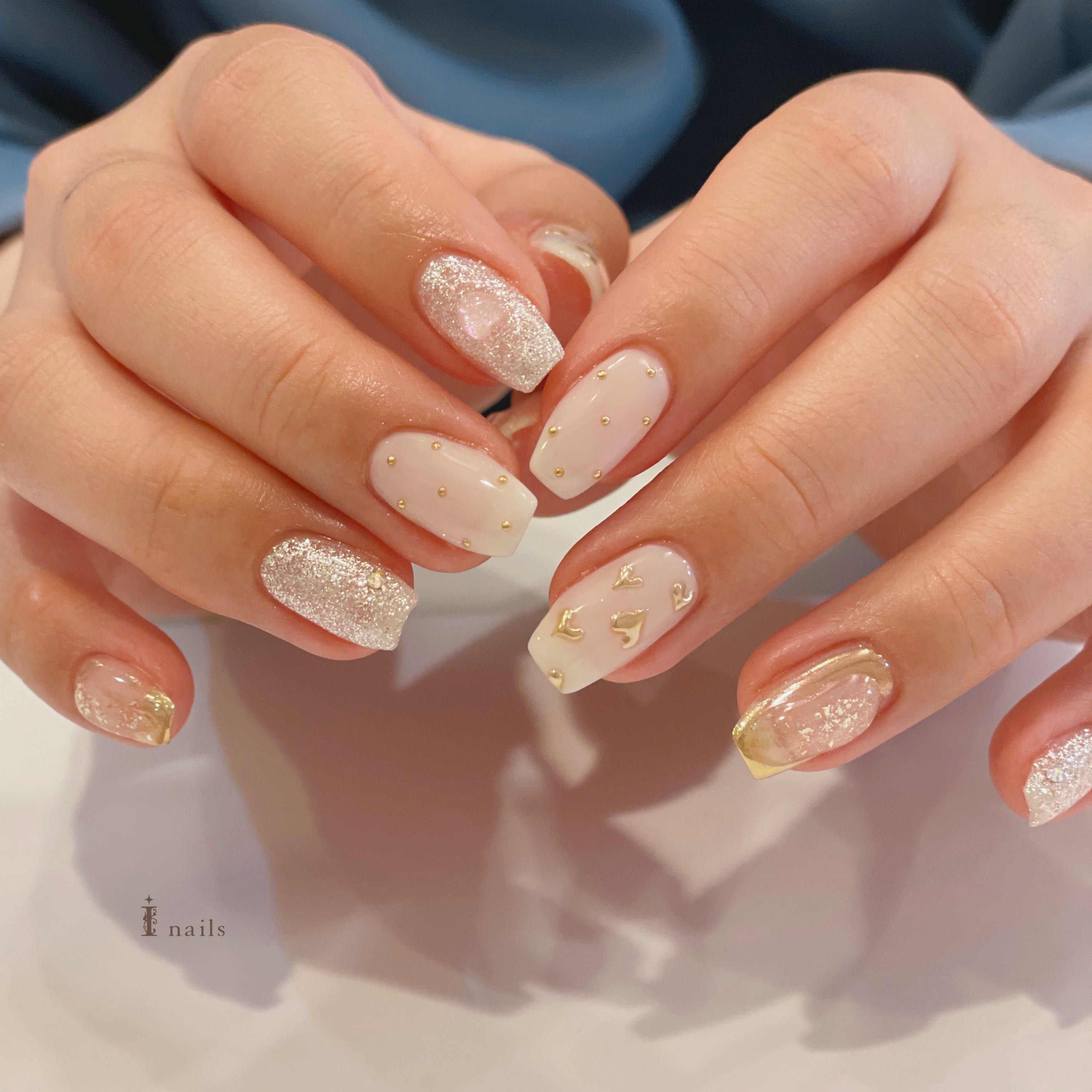 ホワイトゴールドハート¥6500〜 | 吉祥寺のネイルサロン【アイネイルズ