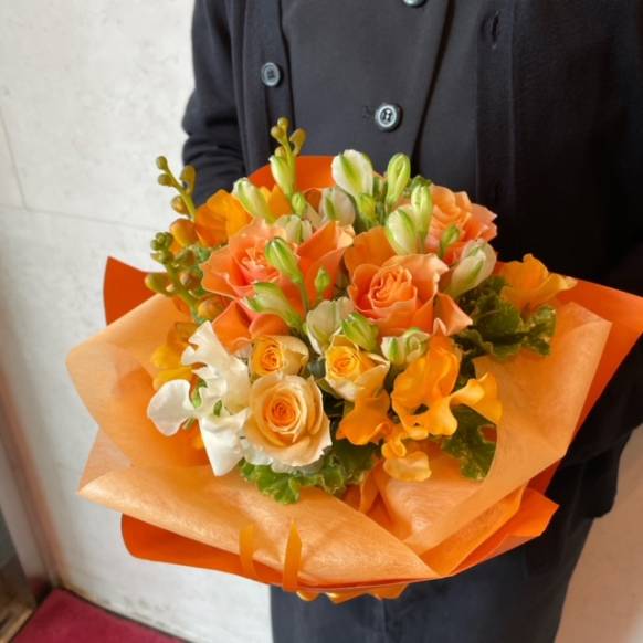 お取り寄せ オリジナルフラワー ブーケ～Medium Orange～｜花