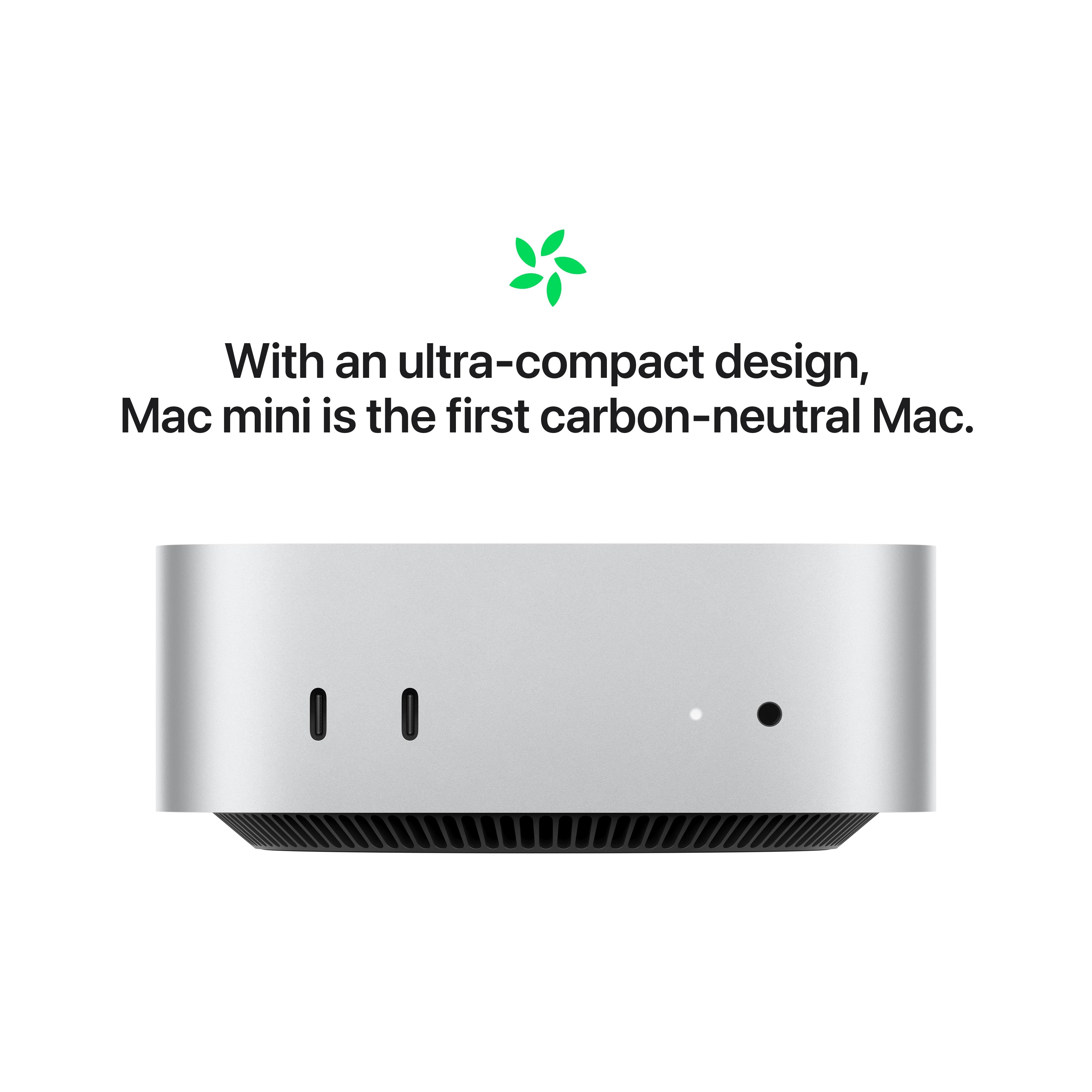 Mac mini: Apple M4 chip with 10-core CPU and 10-core GPU, 512GB