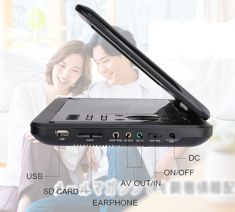 12.6型 ポータブル DVDプレーヤー 液晶 大画面 4時間連続再生 CPRM対応