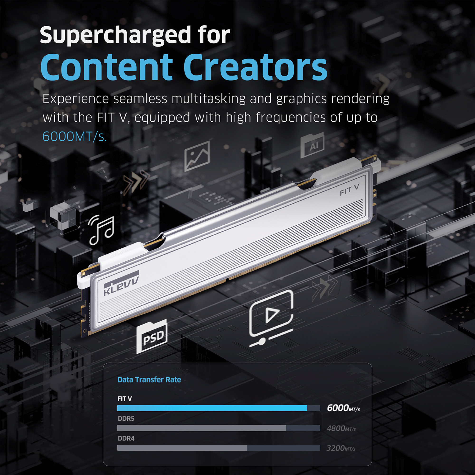KLEVV FIT V 32GB Gaming RAM | DDR5 5600MHz Memory