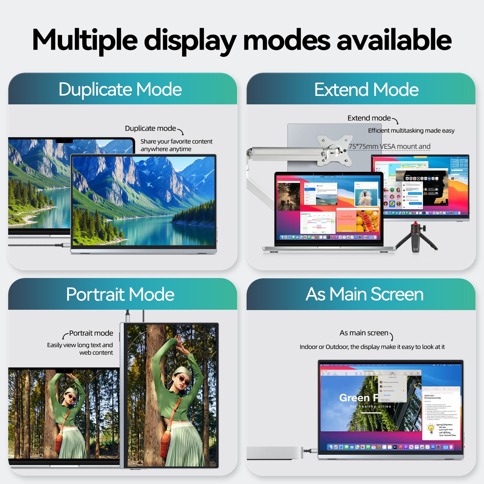 Intehill 4K Portable Monitor for Laptop and mini PC, 13.4 inch U13NA