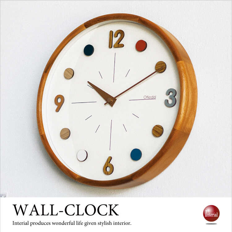 CL-2268 音なし秒針ウォールクロック丸形 木製おしゃれ壁掛け時計