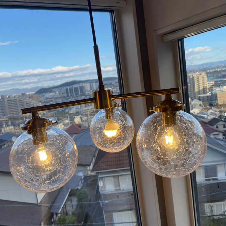 Chende シーリングライト 5灯 ガラス ひび割れ クラック 北欧 おしゃれ