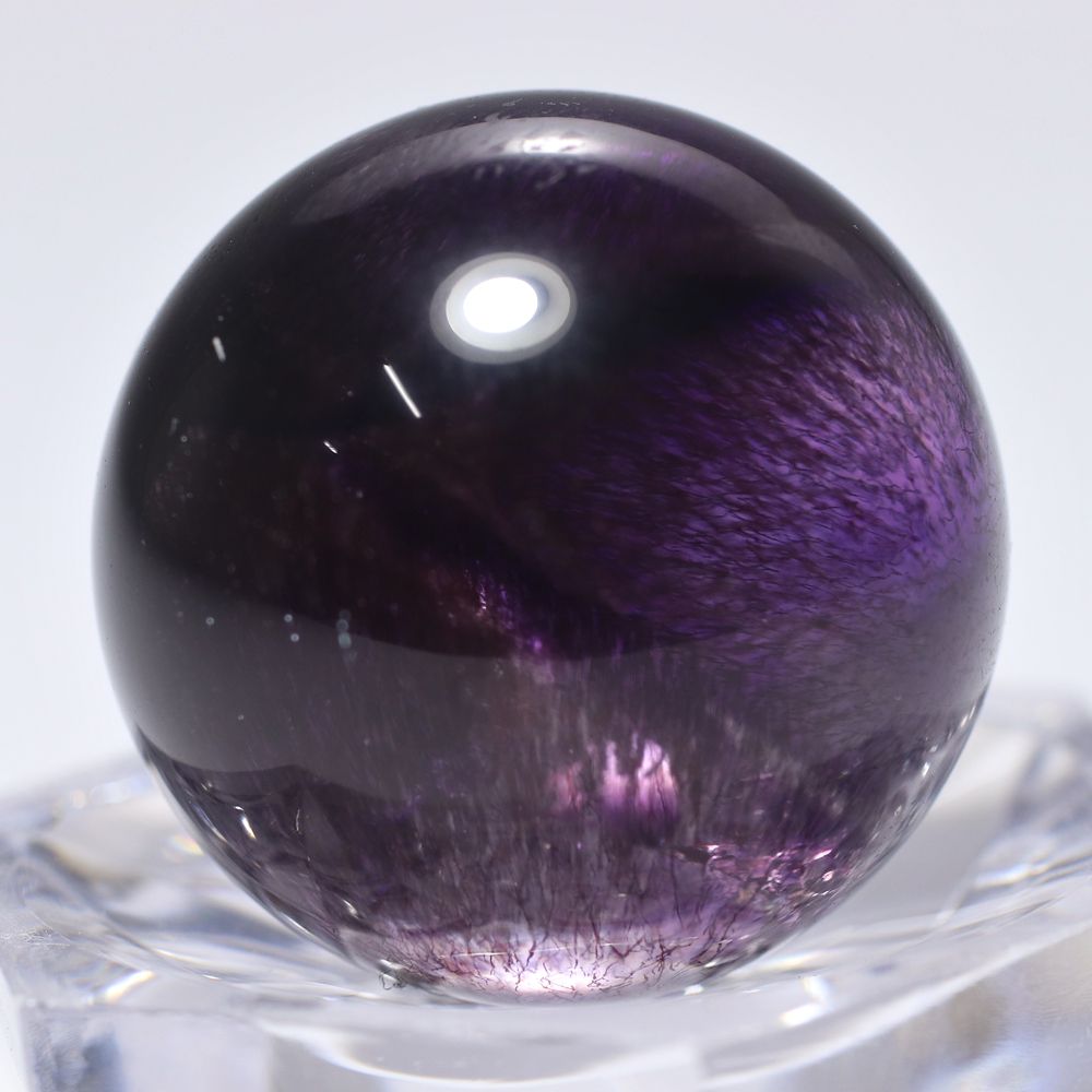アメジストスーパーセブン丸玉/スフィア（直径約22.2mm・高透明度
