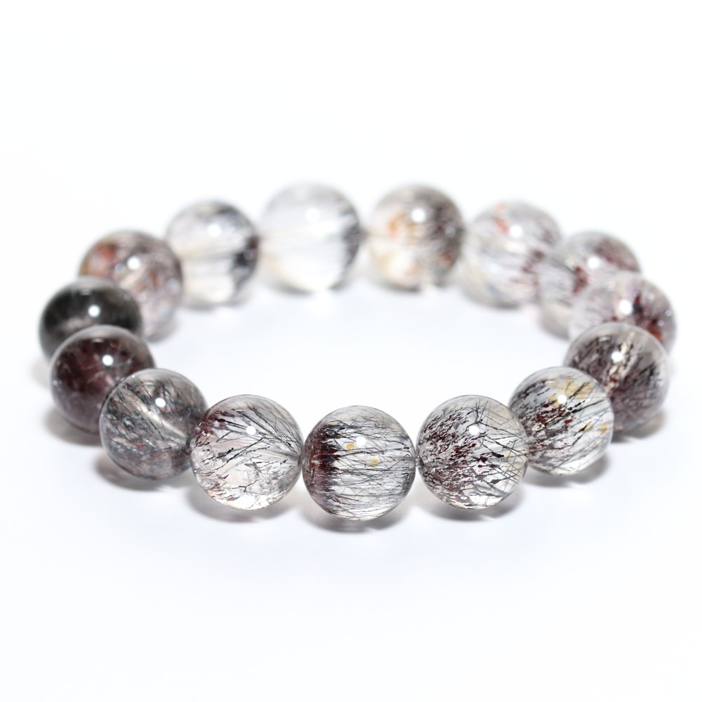 高品質]ブラックスーパーセブンブレスレット/ニードルヘマタイトイン