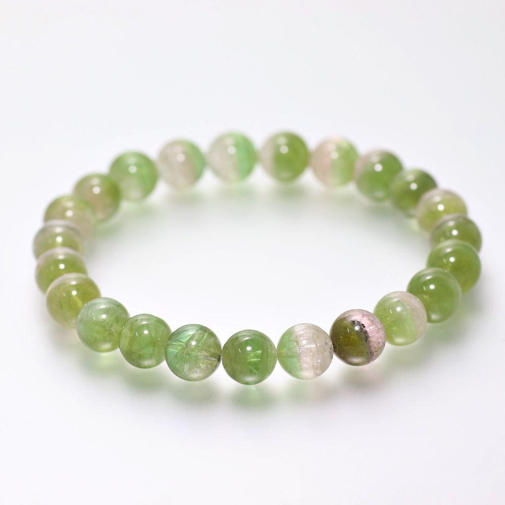 高品質]バイカラーグリーントルマリンブレスレット（約8mm玉） - 埼玉