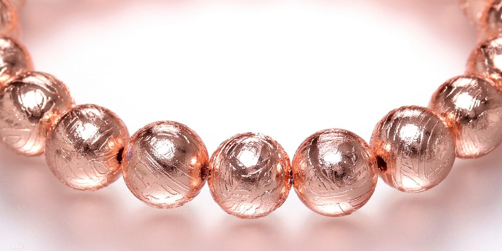 ナミビア共和国産]ギベオン隕石ブレスレット（約10mm玉/ピンクゴールド