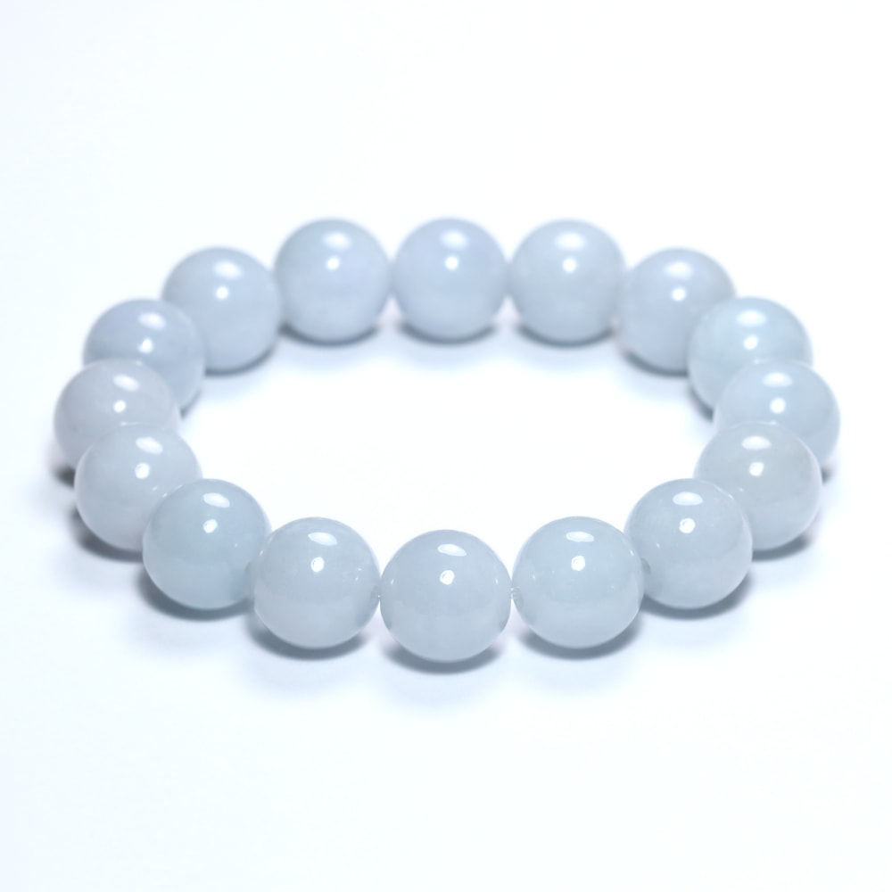 高品質]ミャンマー産天然ラベンダー翡翠ブレスレット（約13mm玉
