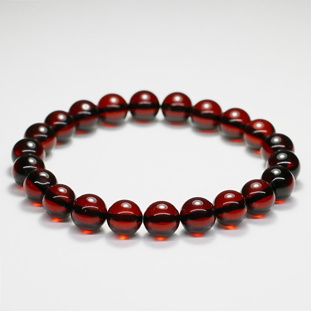 高品質]天然レッドアンバーブレスレット（約8.5mm玉・熱処理） - 埼玉