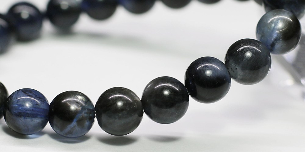 3A]ブラックアクアマリンブレスレット（約9mm玉・スター入り） - 埼玉