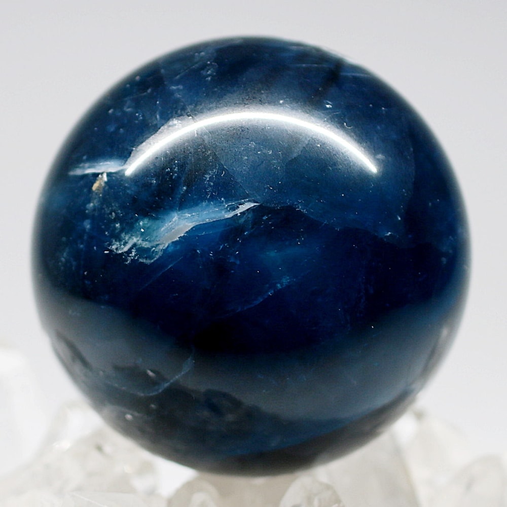 高品質]ディープブルーフローライト丸玉/スフィア（直径57.6mm