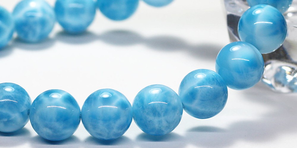 最高品質]宝石質ラリマーブレスレット（約10mm玉・オールブルー