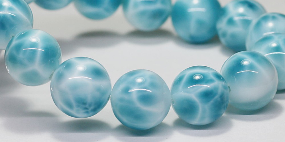 高品質++]ラリマーブレスレット（約13.5mm玉） - 埼玉県吉川市の天然石