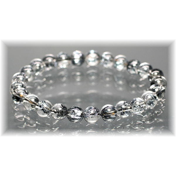 ルーマニア産スティブナイトインクォーツブレスレット（約8mm玉