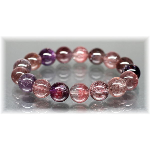 3A++]ミックススーパーセブンブレスレット（約12.5mm玉・レピドクロ