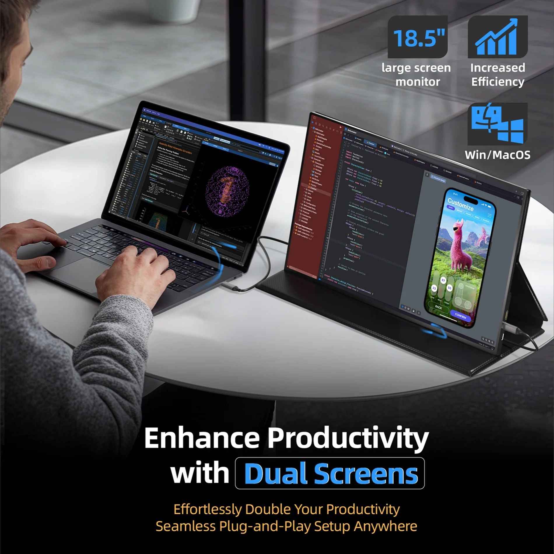 18.5インチ FHD 1080P 100% sRGB ポータブルモニター - 高品質ディスプレイ
