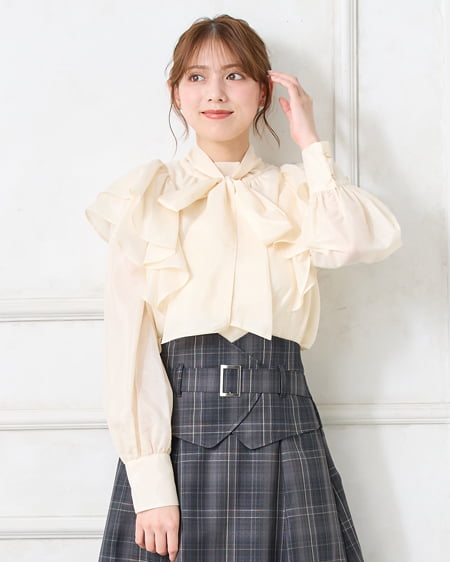2Wayリボンラメシアーフリル／ブラウス｜INGNI(イング) 公式通販