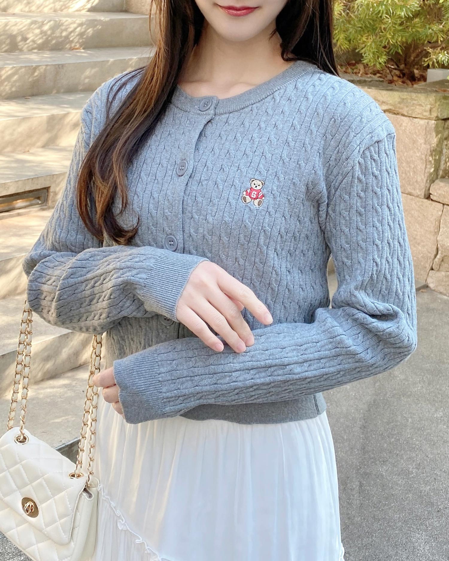 くま刺しゅうケーブルニットカーディガン｜INGNI(イング) 公式通販