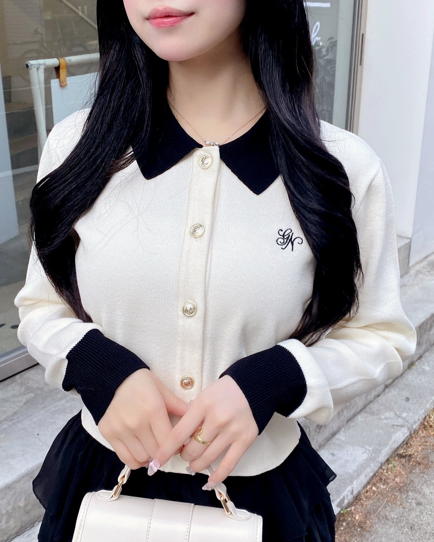 襟付配色金ボタンニットカーディガン｜INGNI(イング) 公式通販｜INGNI