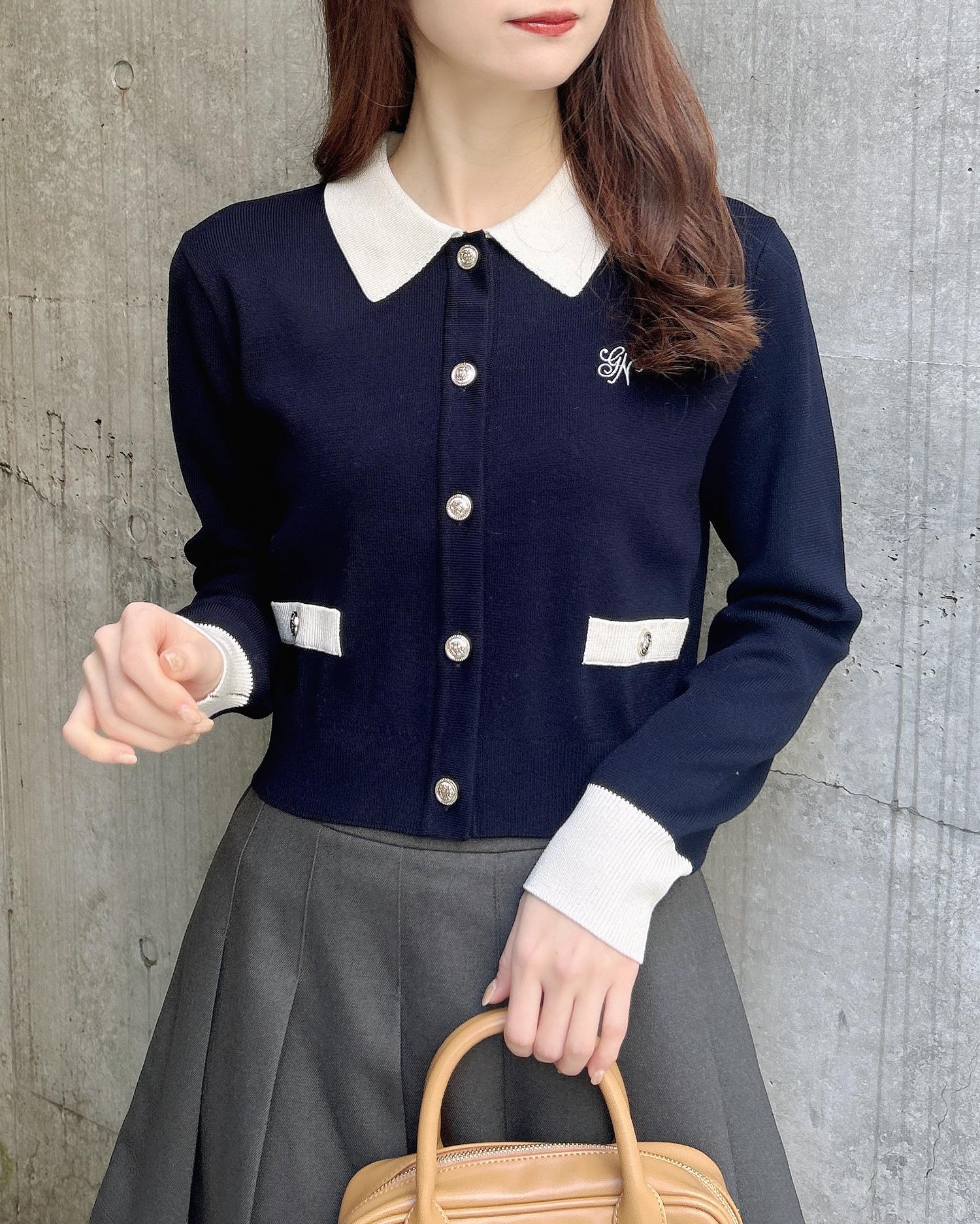 襟付配色金ボタンニットカーディガン｜INGNI(イング) 公式通販｜INGNI