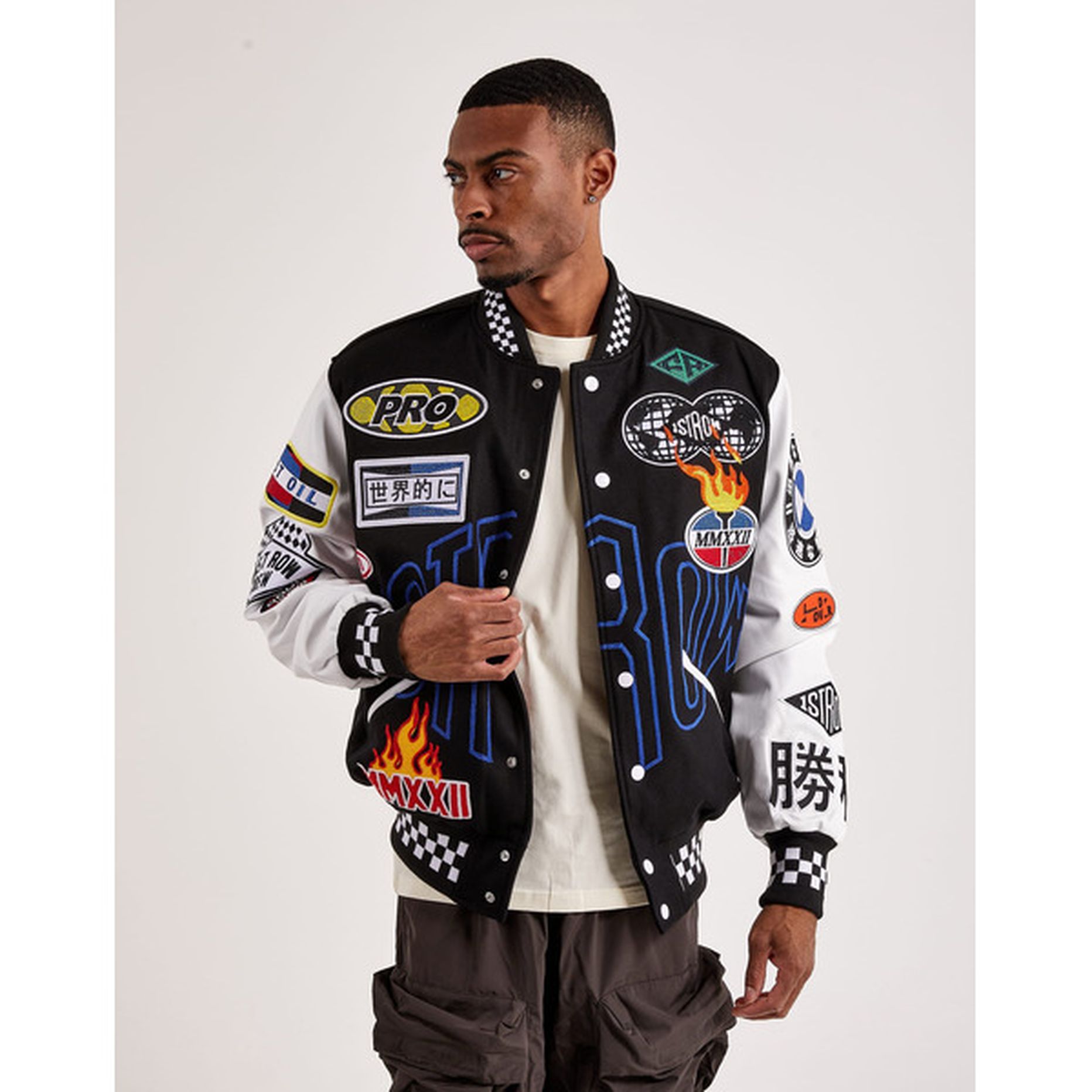 First Row Motorsport Varsity Jacket, Small - Black (1 each