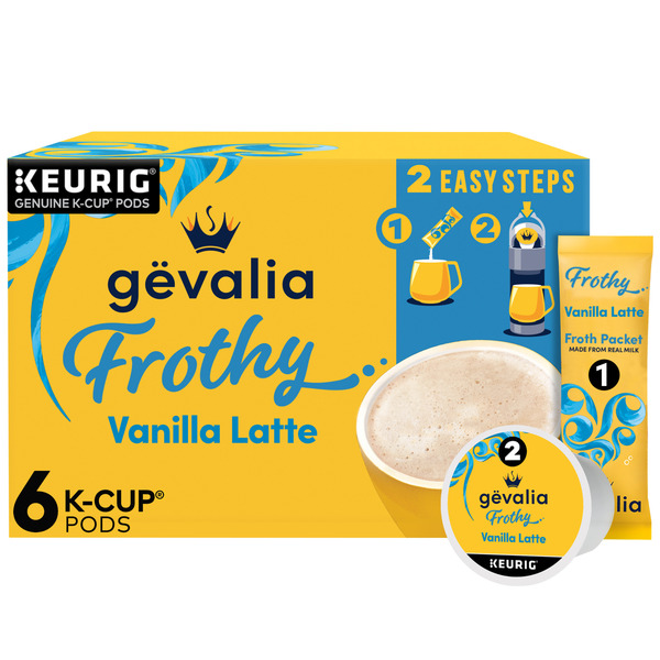 Gevalia Vanilla Latte Espresso K-Cup Pods & Froth Packets Same-Day