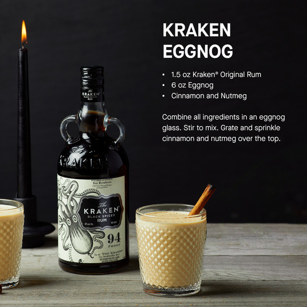 Kraken Rum Black Spiced Rum 94 Proof with Tiki Glass Same-Day