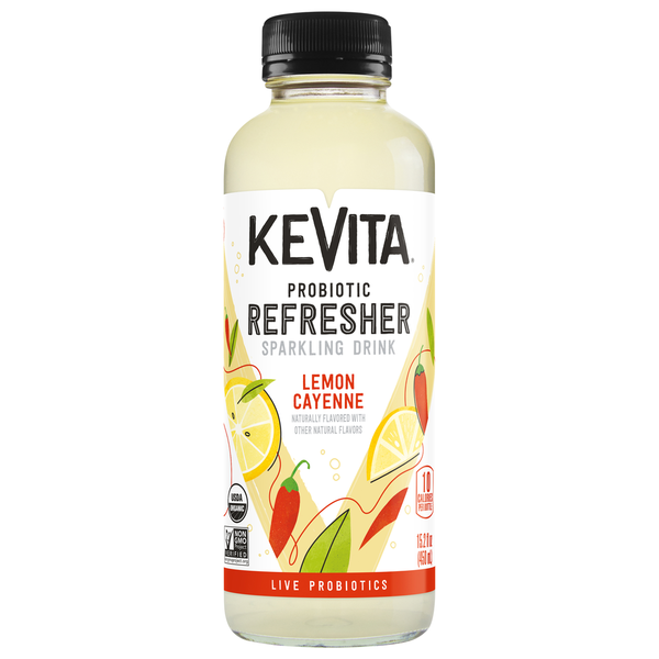 KeVita Sparkling Drink, Lemon Cayenne, Probiotic, Refresher Same