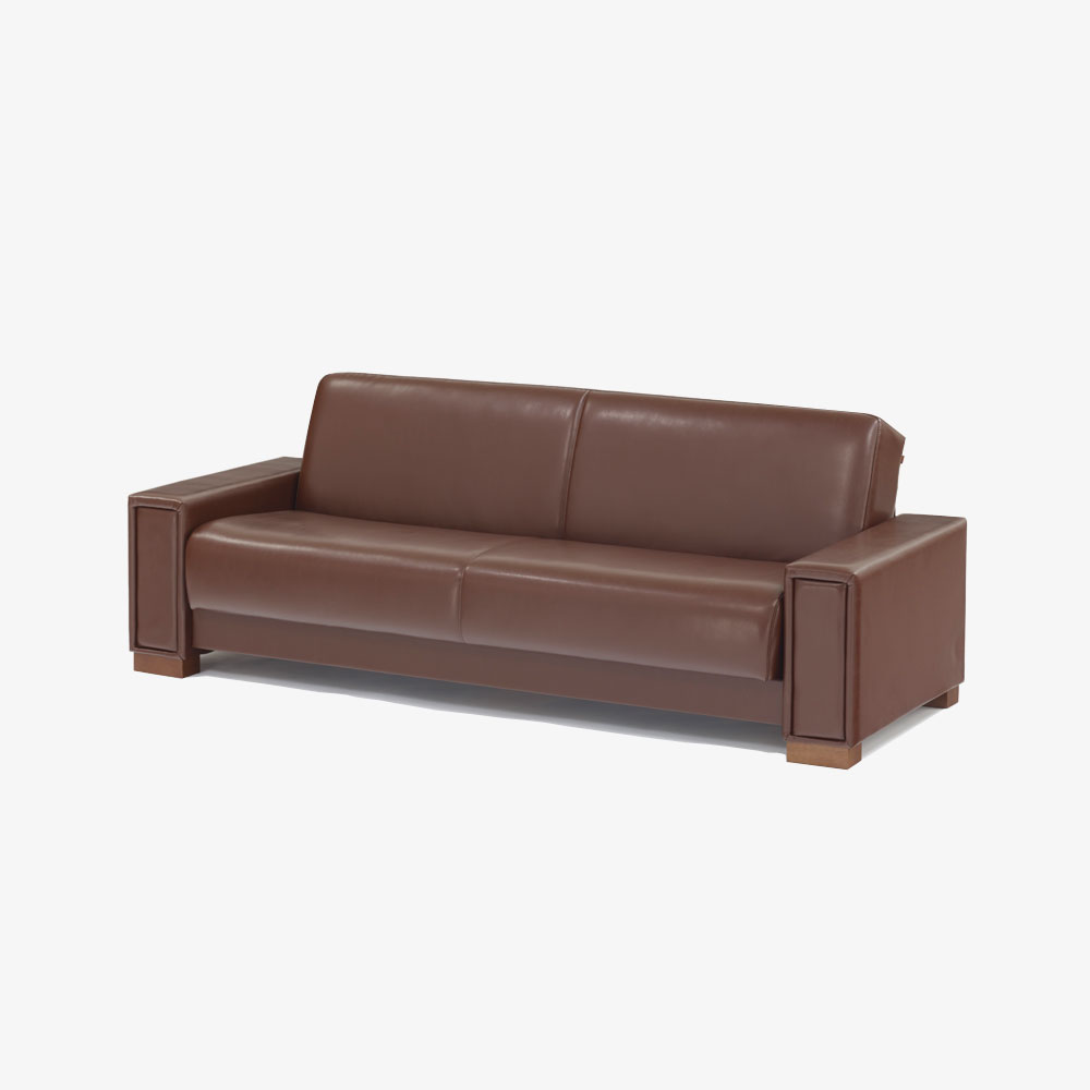 ソファベッド「Nカフェ 1600/1960」合成皮革 #R16モカ色 木脚全2色