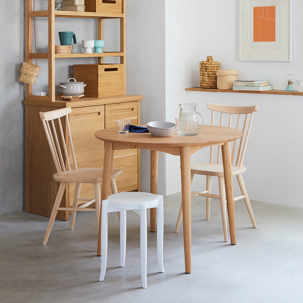 ダイニングテーブル「シネマ3」 円形 レッドオーク材ホワイトオーク色