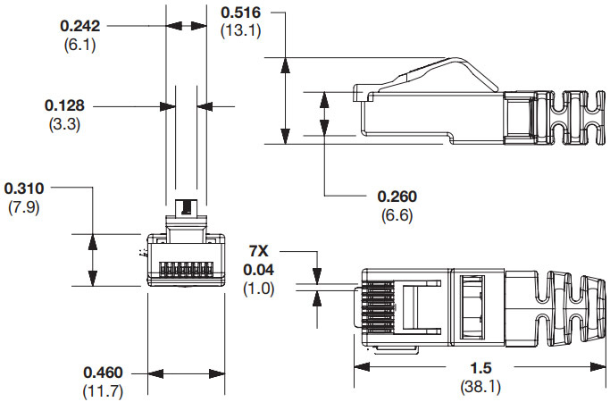 SP688E-C CAT6 UTP 3ピースモジュラープラグ SP688E-C 100個入り