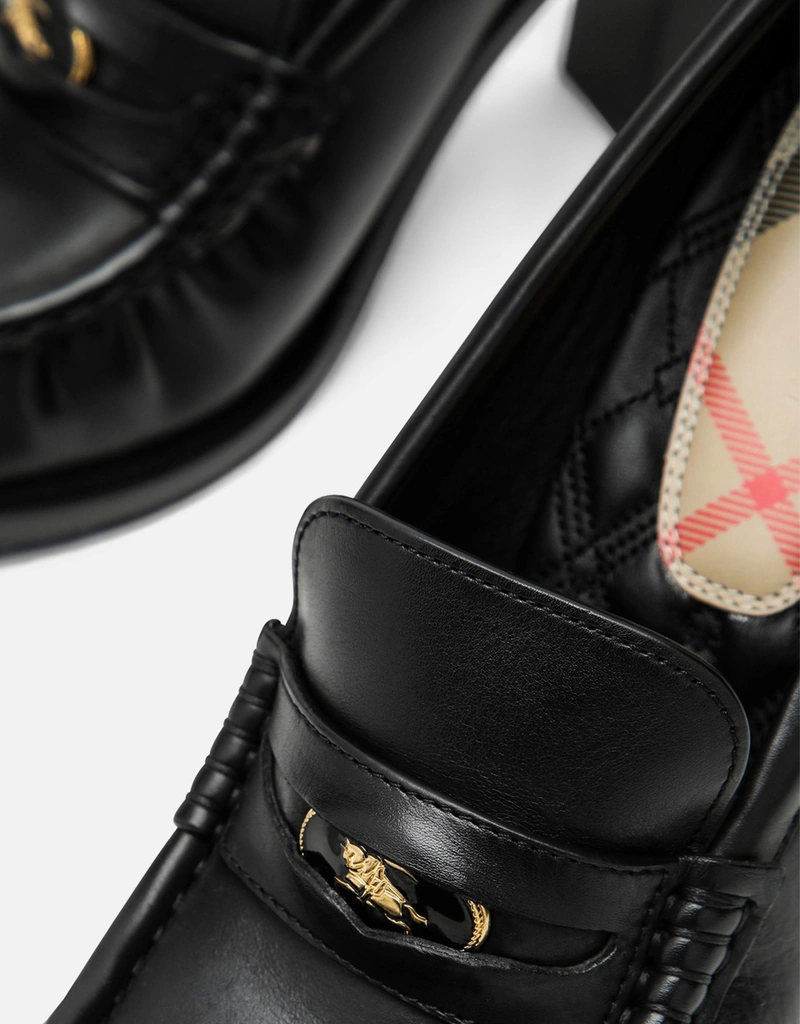 Burberry Cadet black leather loafers with heel (All New In) IFCHIC.COM