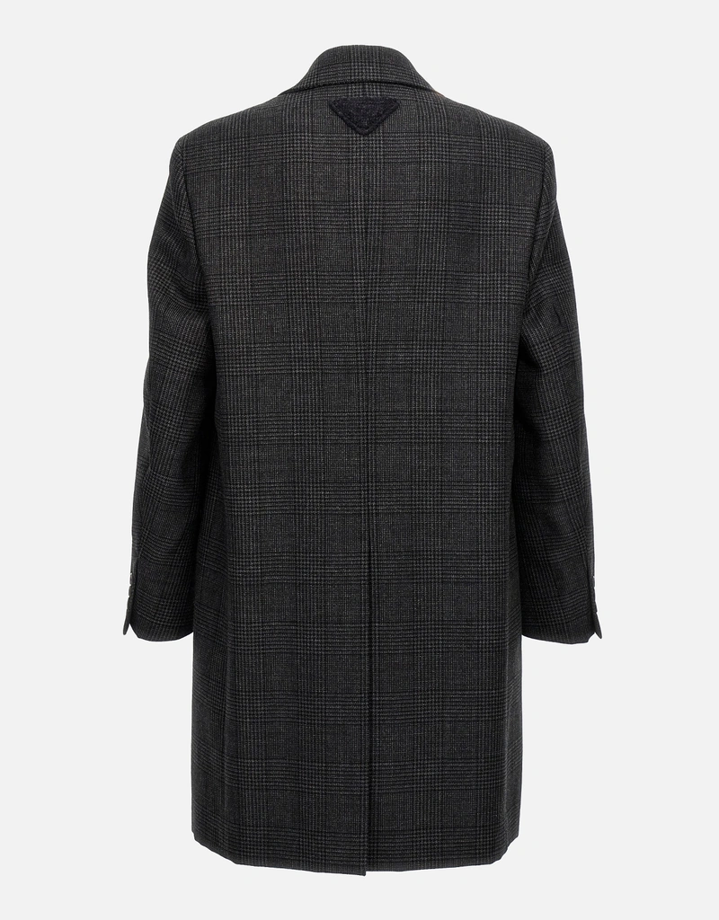 Prada メンズチェック初剪ウールシングルブレストコート (すべての新品
