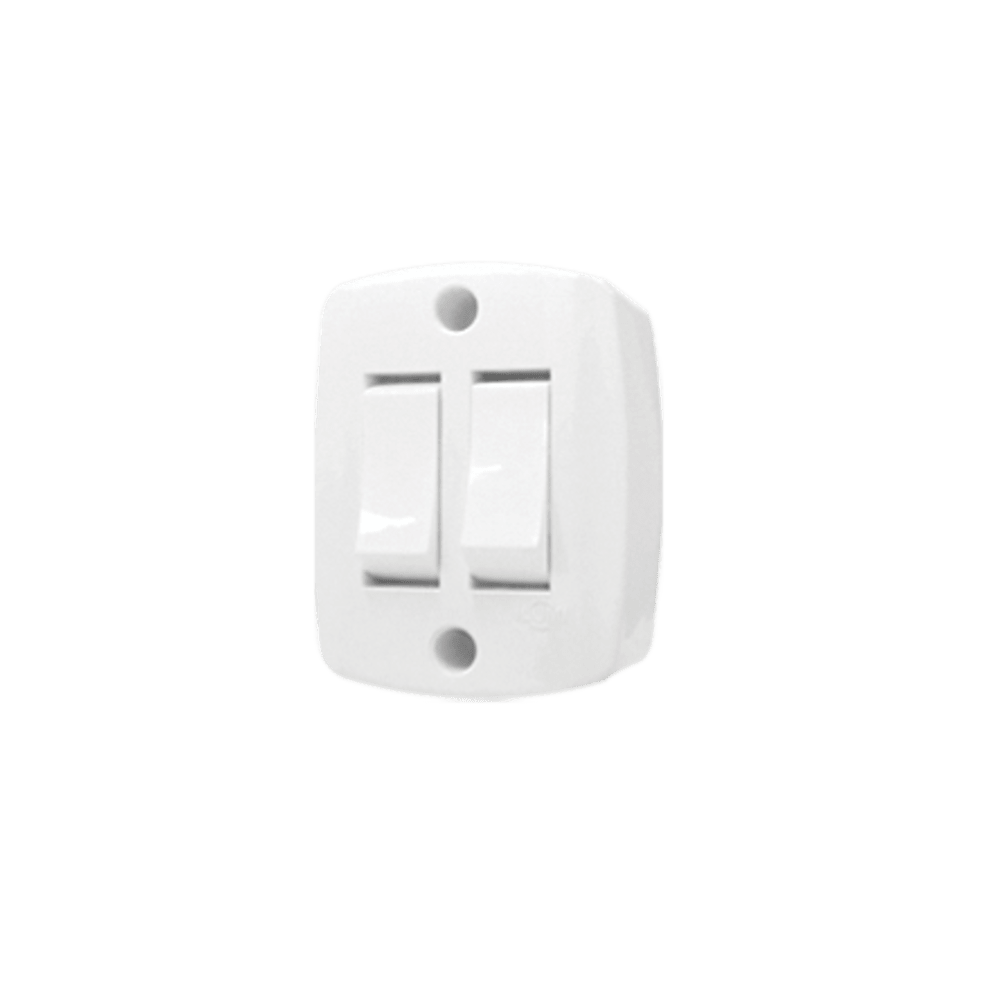 Interruptor Sobrepor Retangular 2 Teclas Simples - Ilumi Materiais