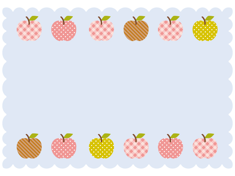 カントリー風柄のりんごのフレーム飾り枠イラスト | 無料イラスト