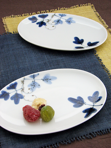 染付しだ紋楕円皿-皿-和食器通販・引き出物・ギフト-普段使いの素敵な