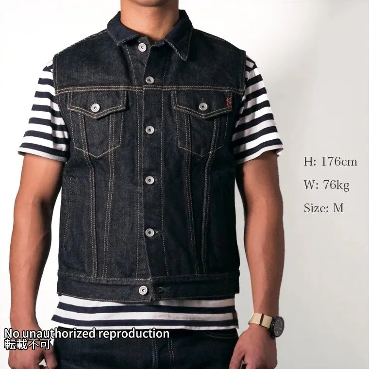 526SV】21ozセルビッチデニム トラッカーベスト／インディゴ – IRON HEART