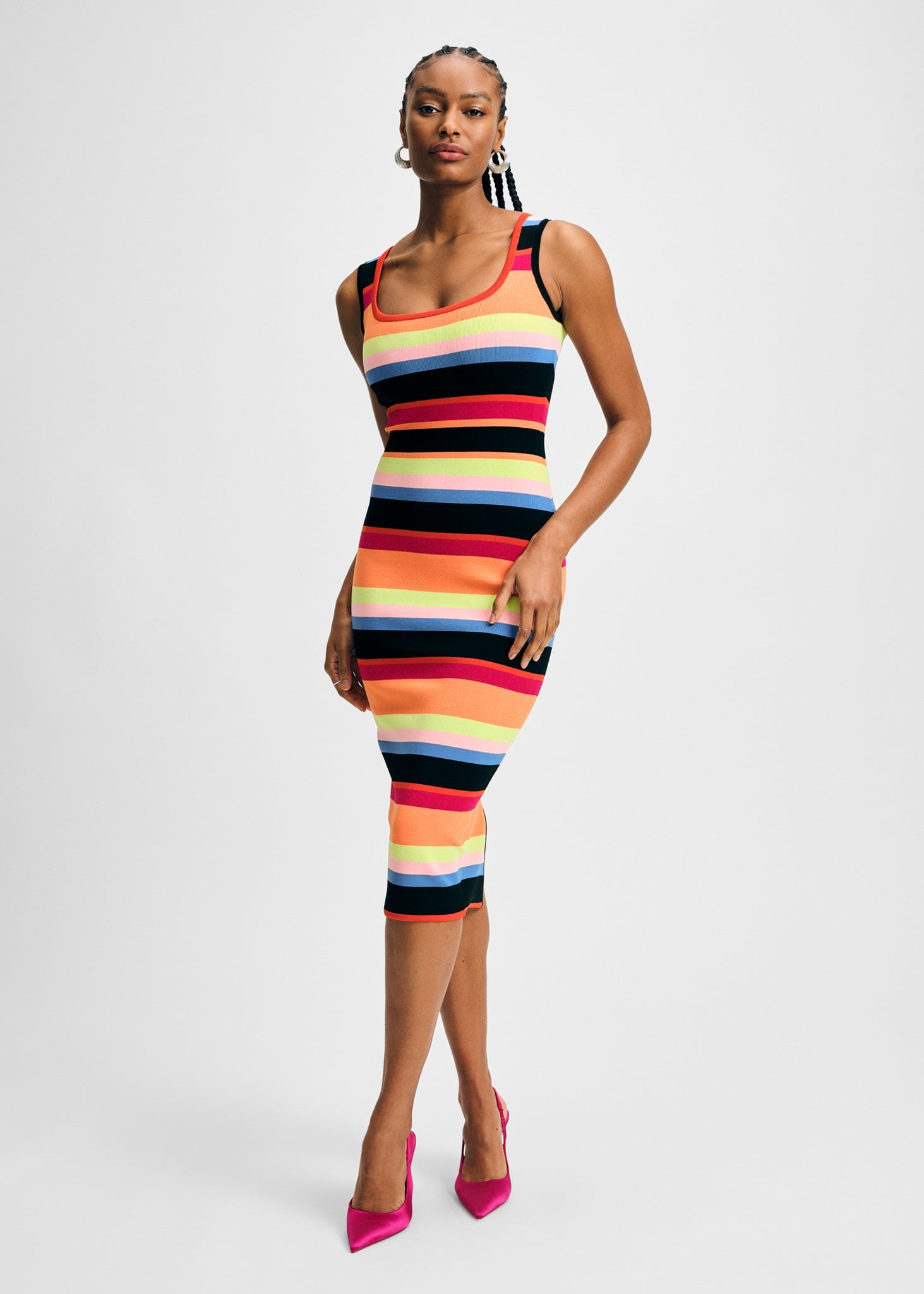 Striped Rib Sweater Midi Dress | Isaac Mizrahi