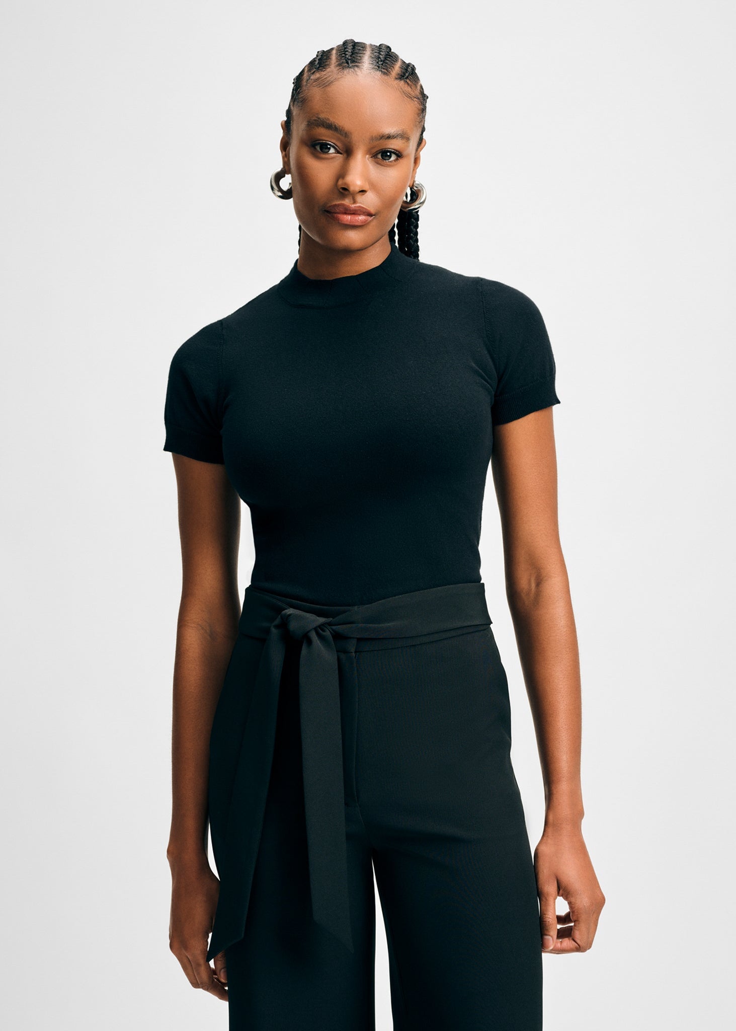 Mock Neck Short Sleeve Sweater Top | Isaac Mizrahi