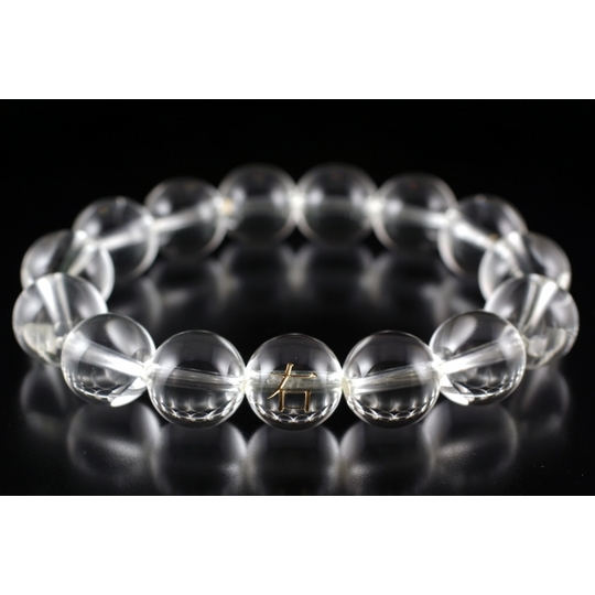 天然右螺旋水晶14mm玉 ゴムブレスレット スパイラルクォーツ 天然石